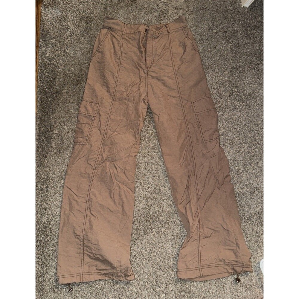 Y2K Love Tree Cargo Pants womens small loose fit pull on Utility tan Parachute